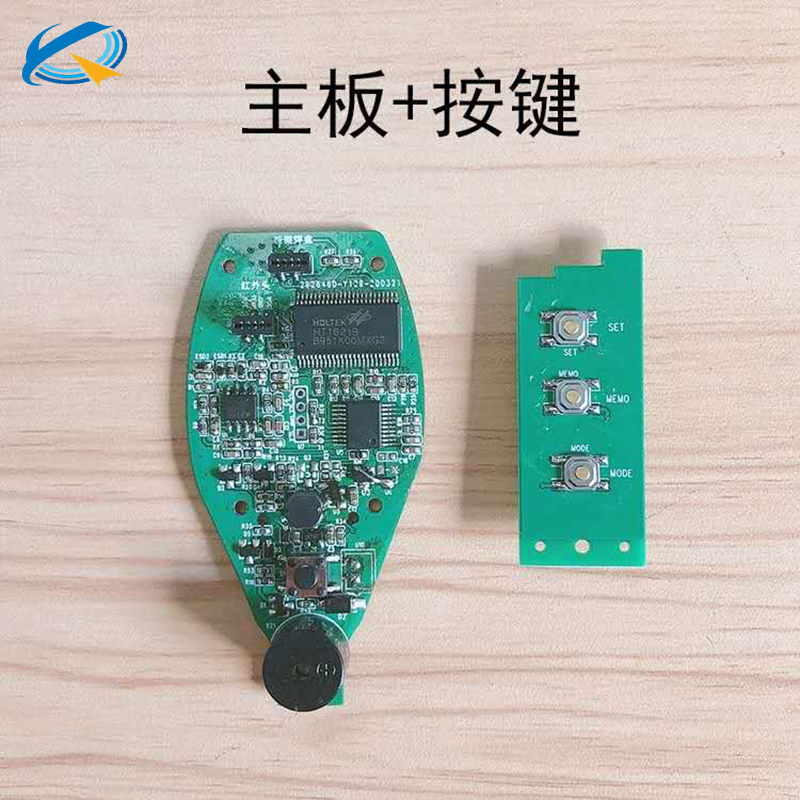 輕觸開關(guān)和按鍵開關(guān)在體溫計主板上的位置