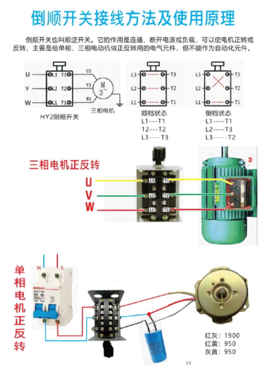 倒順開(kāi)關(guān)的接線方法和原理